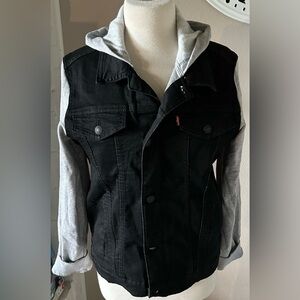 NEW youth, black levi hooded jeans jacket Size XL TG EG (38”X22”)